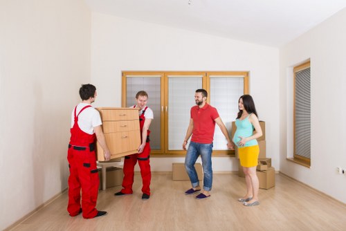 Packed boxes and furniture ready for a Bermondsey house move service