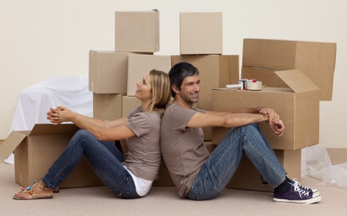 Packed boxes and furniture ready for a Bermondsey property relocation
