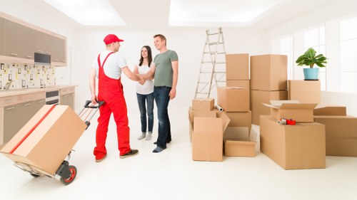 Removal van and moving team assisting with flat and house moves in Bermondsey