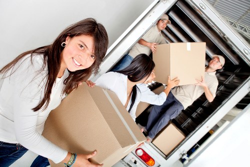 Packed boxes and furniture ready for a Bermondsey move