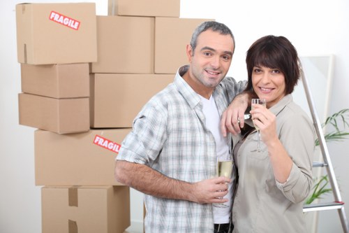 Packed boxes and furniture prepared for Bermondsey removals